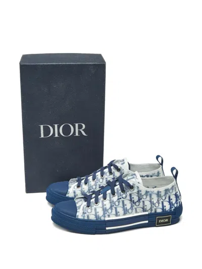 Pre-owned Dior B23 Oblique Lace-up Sneakers In Blue