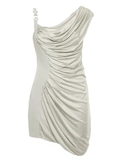 Pre-owned Versace Draped Mini Dress In Gray