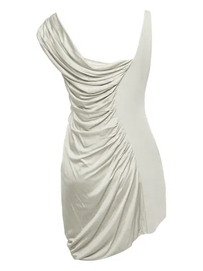 Pre-owned Versace Draped Mini Dress In Gray