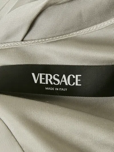 Pre-owned Versace Draped Mini Dress In Gray