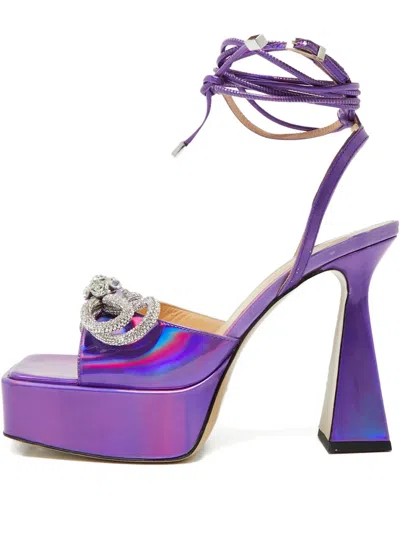 Pre-owned Mach&mach Bow-detail Leather Sandals In Purple