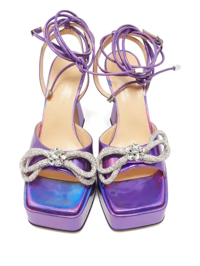 Pre-owned Mach&mach Bow-detail Leather Sandals In Purple