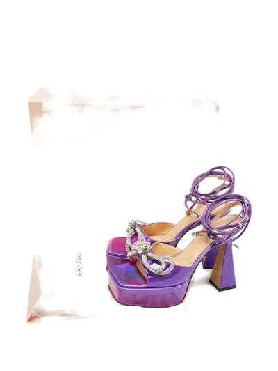 Pre-owned Mach&mach Bow-detail Leather Sandals In Purple