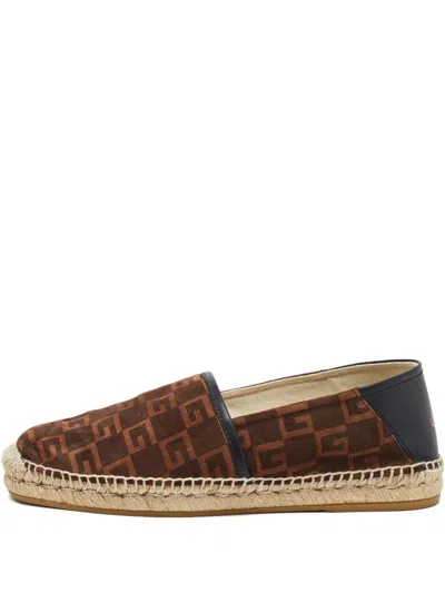 Pre-owned Gucci Cube Suede Espadrilles In Brown