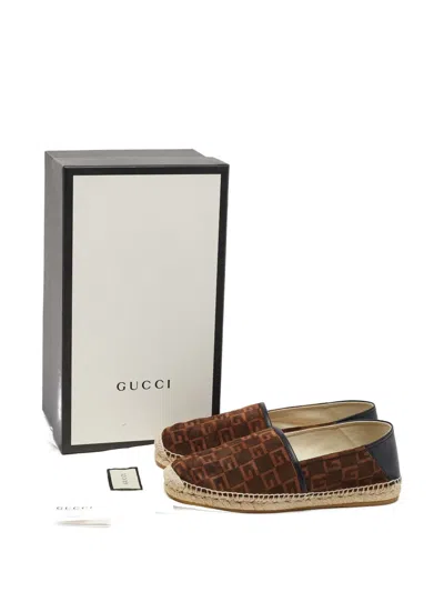 Pre-owned Gucci Cube Suede Espadrilles In Brown