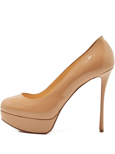 Pre-owned Christian Louboutin Bianca Platform Pumps In Neutral
