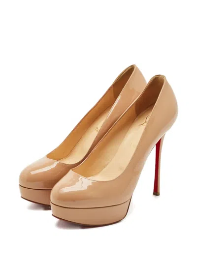 Pre-owned Christian Louboutin Bianca Platform Pumps In Neutral