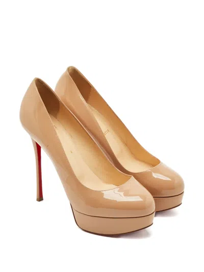 Pre-owned Christian Louboutin Bianca Platform Pumps In Neutral