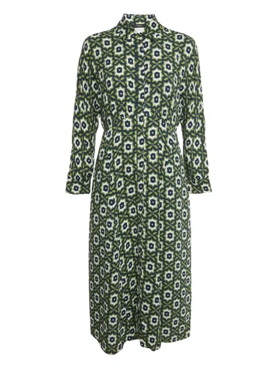 Pre-owned Weekend Max Mara Printed Collar Dress In Blue