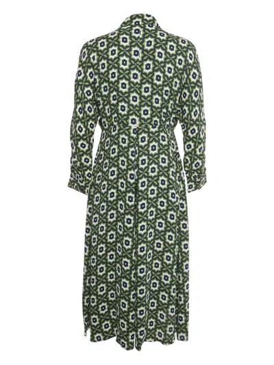 Pre-owned Weekend Max Mara Printed Collar Dress In Blue