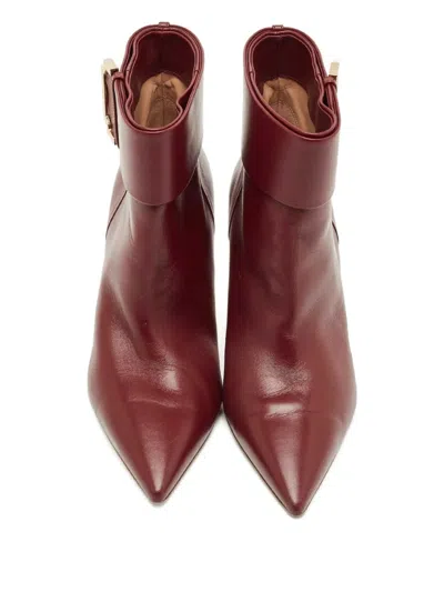 Pre-owned Malone Souliers Buckle-detail Leather Boots In Red