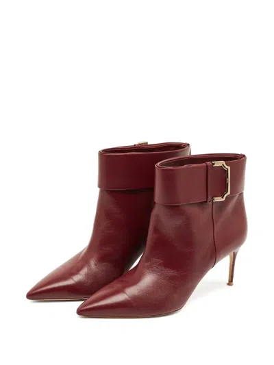 Pre-owned Malone Souliers Buckle-detail Leather Boots In Red