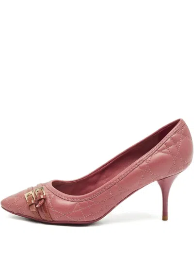 Pre-owned Dior Cannage Buckle Leather Pumps In Pink