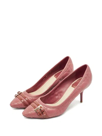 Pre-owned Dior Cannage Buckle Leather Pumps In Pink