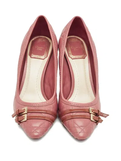 Pre-owned Dior Cannage Buckle Leather Pumps In Pink