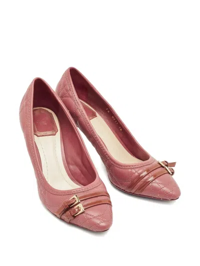 Pre-owned Dior Cannage Buckle Leather Pumps In Pink