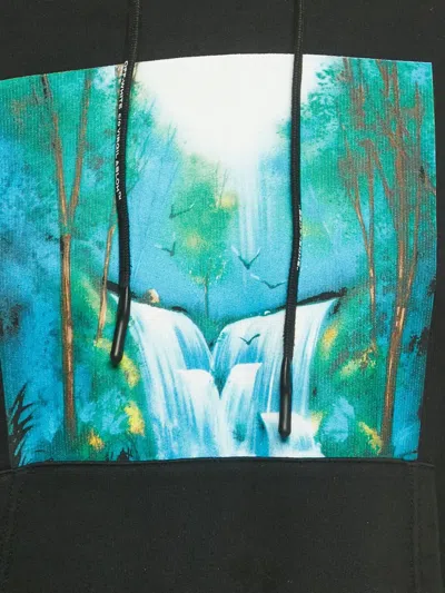 Pre-owned Off-white Waterfall-print Stripe Hoodie In Black