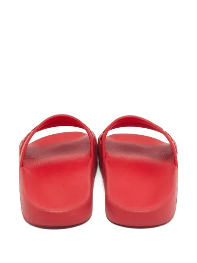 Pre-owned Burberry Embossed Slides In Red