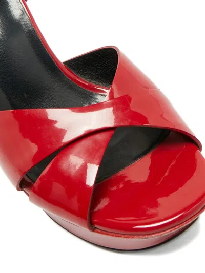 Pre-owned Saint Laurent Platform Ankle-strap Sandals In Red