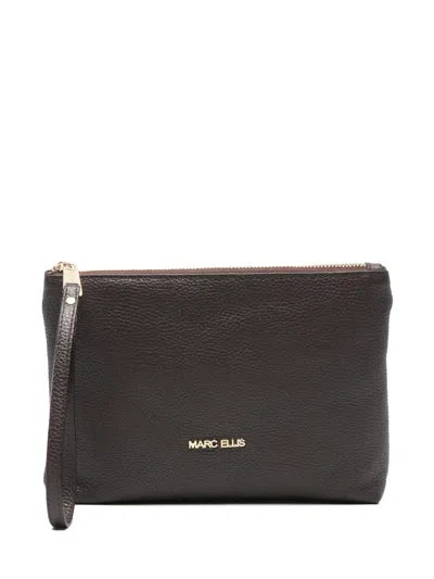 Marc Ellis Logo-plaque Clutch Bag In Brown