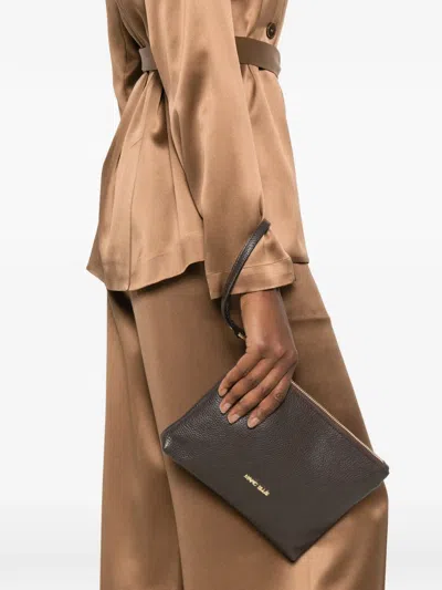 Marc Ellis Logo-plaque Clutch Bag In Brown