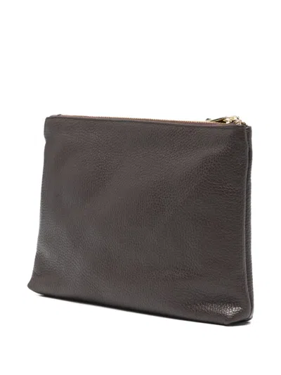 Marc Ellis Logo-plaque Clutch Bag In Brown