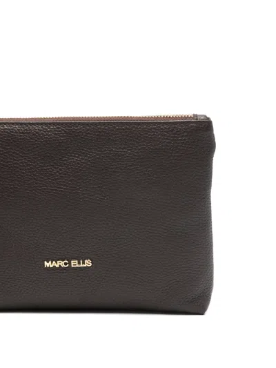 Marc Ellis Logo-plaque Clutch Bag In Brown