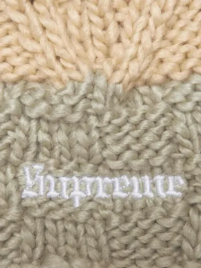 Supreme Block Knit Beanie In Brown