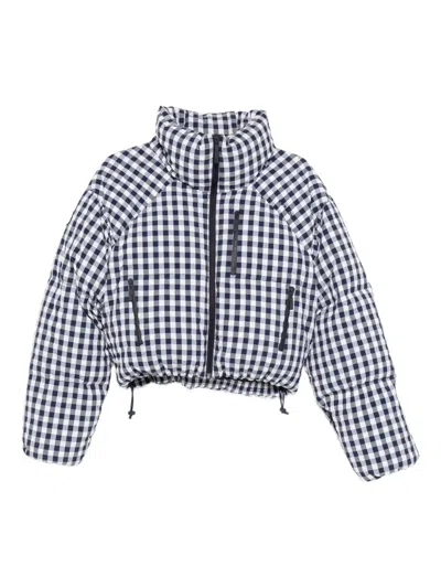 Cordova Womens Indigo Gingham Cortina Vichy Shell Puffer Jacket In White