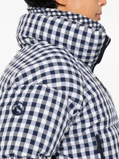 Cordova Womens Indigo Gingham Cortina Vichy Shell Puffer Jacket In White