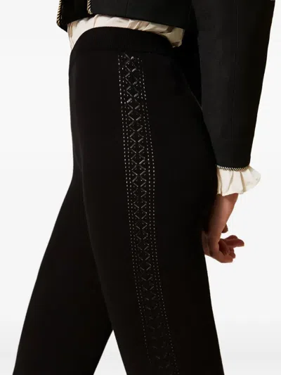 Twinset Side-band Knit Leggings In Black