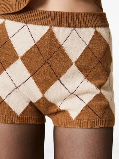 Twinset Diamond-patterned Jacquard Wool Blend Sweater In Brown