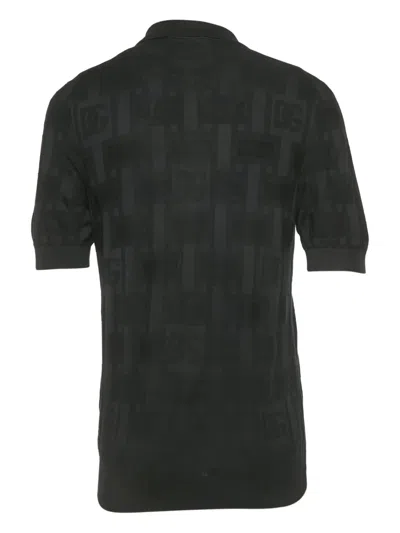 Pre-owned Dolce & Gabbana Patterned Silk Polo Shirt In Black
