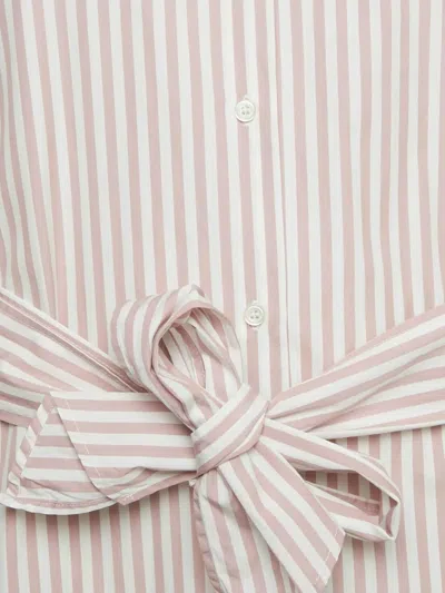 Pre-owned Weekend Max Mara Striped Puff-sleeve Midi Shirt Dress In White