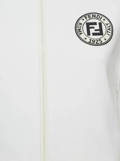 Pre-owned Fendi Ff-print Zip-up Jacket In White