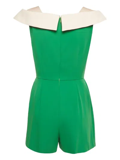 Pre-owned Elisabetta Franchi Off-shoulder Belted Playsuit In Green