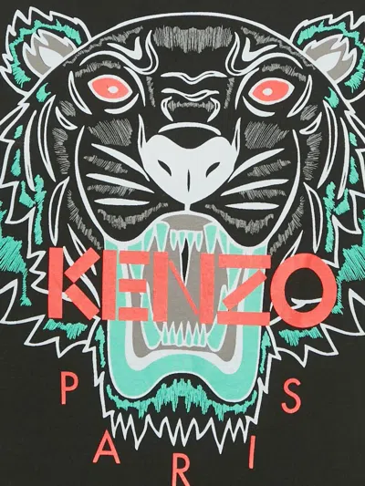 Pre-owned Kenzo Tiger-print Crew-neck T-shirt In Black