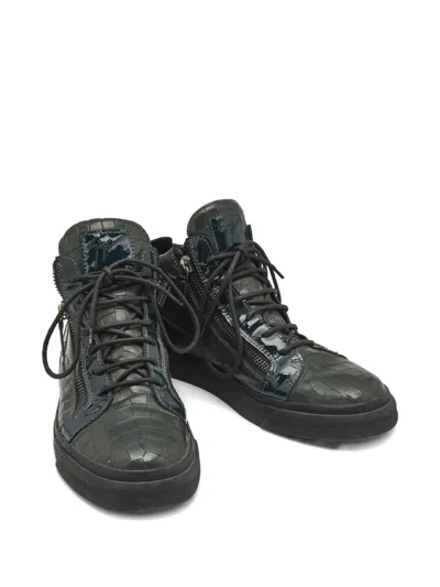 Pre-owned Giuseppe Zanotti Kriss Leather Sneakers In Green