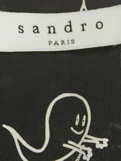 Pre-owned Sandro Silk Print Mini Dress In Black