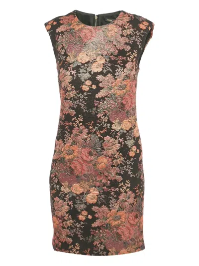 Pre-owned Maje Jacquard Floral Mini Dress In Black