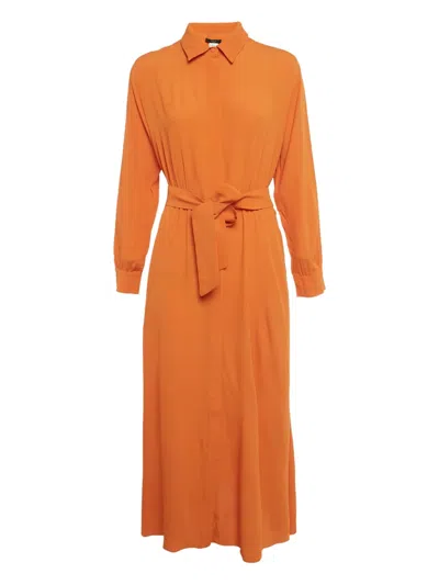 Pre-owned Weekend Max Mara Tie-belt Midi Dress In Orange