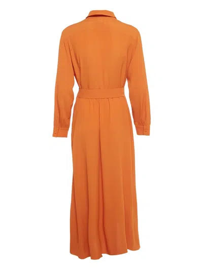 Pre-owned Weekend Max Mara Tie-belt Midi Dress In Orange