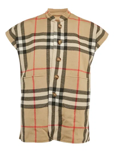 Pre-owned Burberry Sarah Checked Vest In Neutral