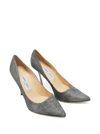 Pre-owned Jimmy Choo Glitter Pointed-toe Pumps In Silver