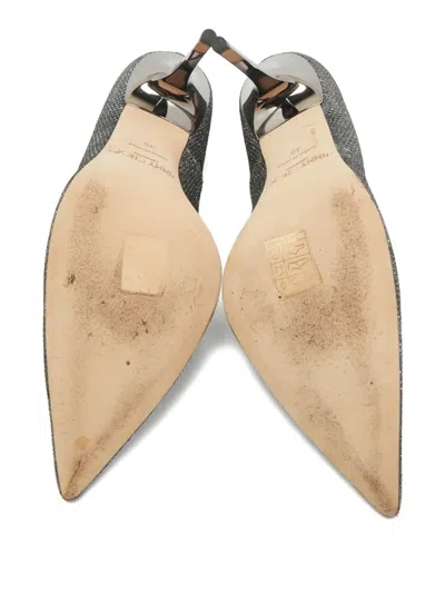Pre-owned Jimmy Choo Glitter Pointed-toe Pumps In Silver