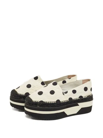 Pre-owned Dolce & Gabbana Polka-dot Platform Espadrilles In Neutral