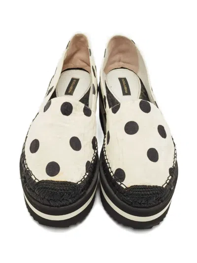 Pre-owned Dolce & Gabbana Polka-dot Platform Espadrilles In Neutral