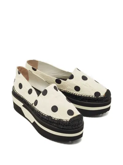 Pre-owned Dolce & Gabbana Polka-dot Platform Espadrilles In Neutral