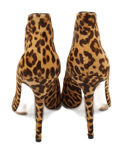 Pre-owned Gianvito Rossi Peep-toe Animal-print Boots In Brown