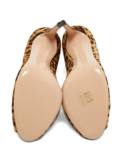 Pre-owned Gianvito Rossi Peep-toe Animal-print Boots In Brown